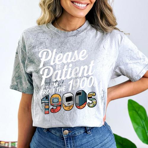 Please Be Patient I'm From The 1900s Vintage Tech Graphic Raglan Baseball Tee Comfort Color Blast T-Shirt - Figerry