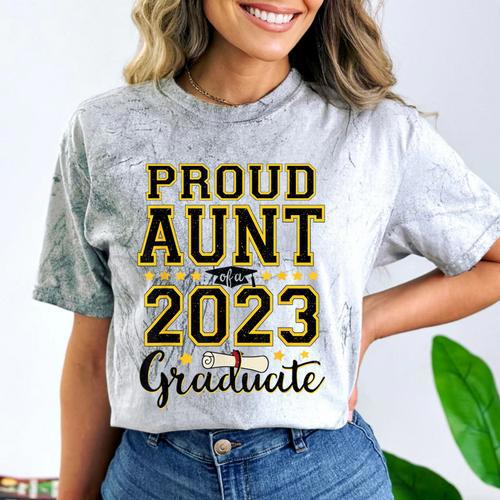 Proud Aunt Of A 2023 Graduate Family Matching Graduation Comfort Color Blast T-Shirt - Best Gift Smart