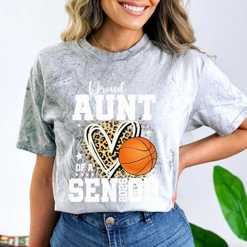 Proud Aunt Of A 2026 Senior Basketball Graduation Leopard Premium Tri-Blend Comfort Color Blast T-Shirt - Best Gift Smart