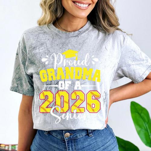 Proud Grandma Of A 2026 Senior Softball Graduation Matching Comfort Color Blast T-Shirt - Best Gift Smart