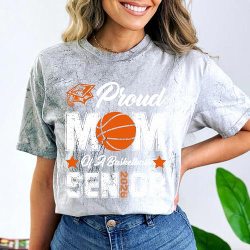 Proud Mom Of a Basketball Senior Class Of 2026 Graduation Comfort Color Blast T-Shirt - Best Gift Smart