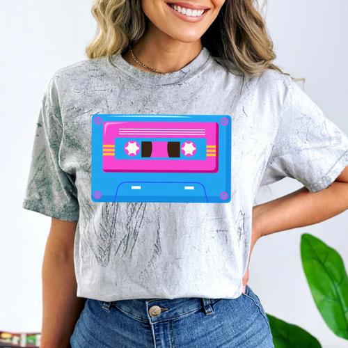 Retro Cassette Tape Tee 90s Nostalgia Aesthetic Comfort Color Blast T-Shirt - Figerry
