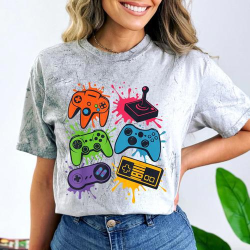 Retro Gamer Controller 80s 90s Video Game Arcade Nostalgia Comfort Color Blast T-Shirt - Figerry