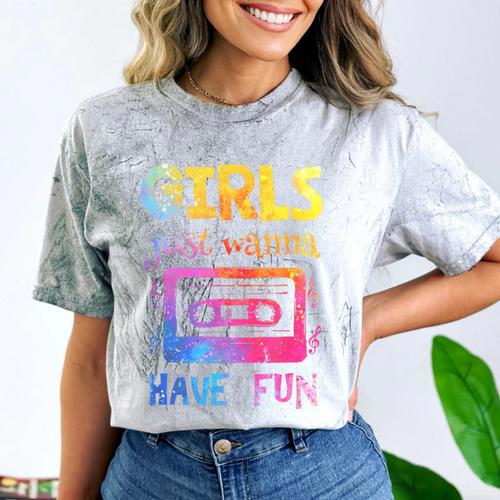 Retro Girls Just Wanna Have Fun Nostalgia 1980s 80's Premium Tri-Blend Comfort Color Blast T-Shirt - Figerry