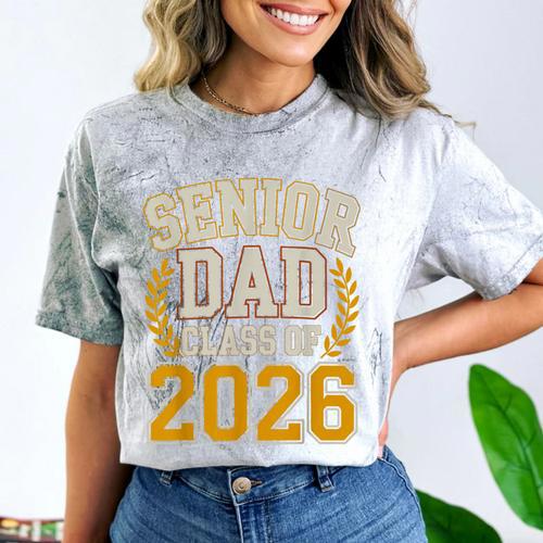 Senior Dad Class Of 2026 Purple Yellow Vintage Graduation Comfort Color Blast T-Shirt - Best Gift Smart