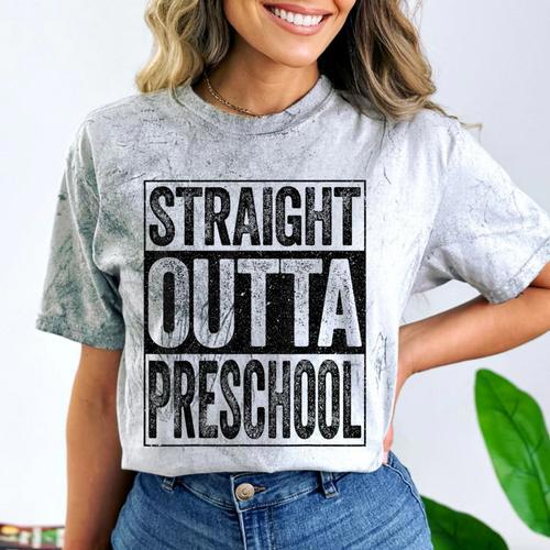 Straight Outta Preschool Shirt Boy Girl Graduation Comfort Color Blast T-Shirt - Best Gift Smart
