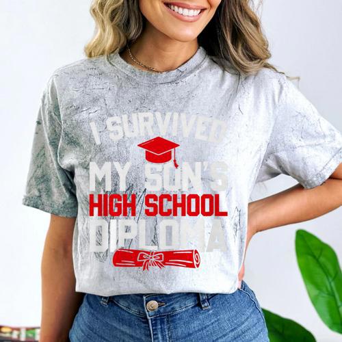 I Survived My Son's High School Diploma Graduation Premium Comfort Color Blast T-Shirt - Best Gift Smart