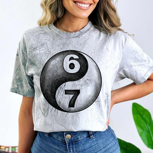 Vintage 6 7 Sketch Yin Yang Namaste Six Seven Nostalgia Comfort Color Blast T-Shirt - Figerry