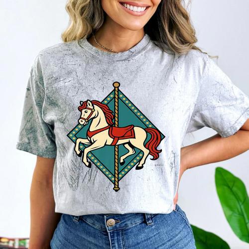 Vintage Carousel Horse Merry Go Round Nostalgia Art Premium Comfort Color Blast T-Shirt - Figerry