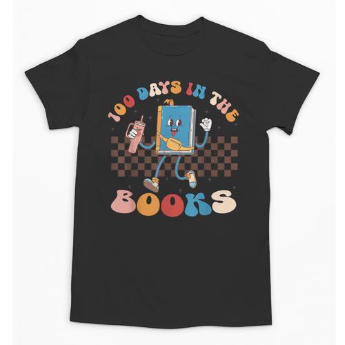 100 Days In The Books Celebration Retro School Unisex T-Shirt - Bookorys UK