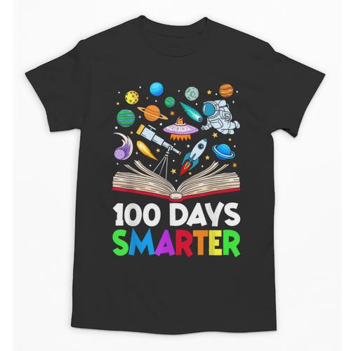 100th Day Of School Astronaut Books Space 100 Days Smarter Unisex T-Shirt - Bookorys CA