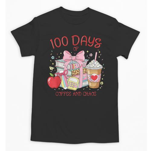 100th Day Of School Teachers 100 Days Of Coffee Chaos Books Unisex T-Shirt - Bookorys AU