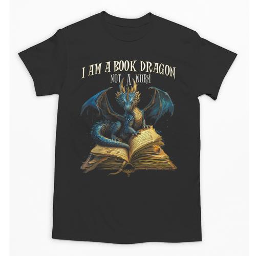 3 Bookish Quote I Am a Book Dragon Not a Worm Reading Book Unisex T-Shirt - Bookorys