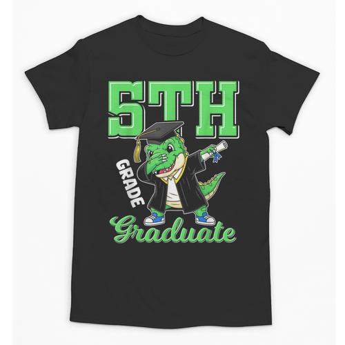 5th Grade Graduate Dinosaur Dab Graduation School Unisex T-Shirt - Best Gift Smart