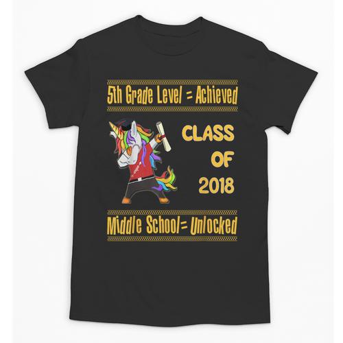 5th Grade Graduation Shirt Dabbing Unicorn Boys Class 2018 Unisex T-Shirt - Best Gift Smart
