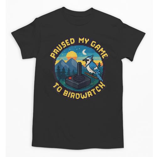 8-Bit Gamer Birder Blue Jay Arcade Nostalgia Nature Unisex T-Shirt - Figerry