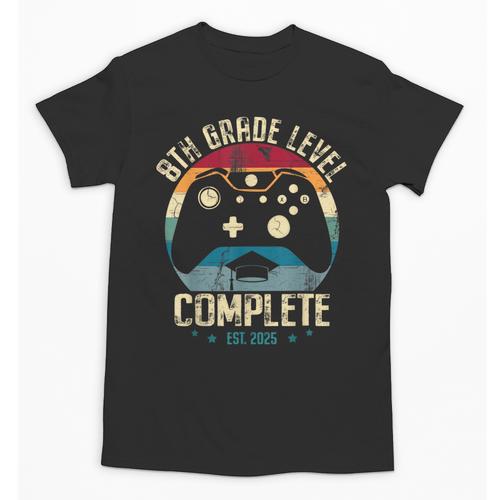 8th Grade Level Complete Gamer Class Of 2025 Graduation Boy Unisex T-Shirt - Best Gift Smart