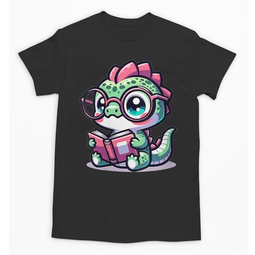 Adorable Book Lover Basilisk With Reading Glasses Cute Unisex T-Shirt - Bookorys UK