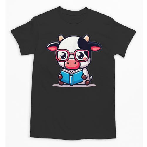 Adorable Book Lover Cow With Reading Glasses Cute Unisex T-Shirt - Bookorys UK