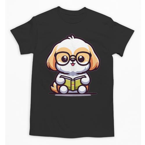 Adorable Book Lover Shih Tzu With Reading Glasses Cute Unisex T-Shirt - Bookorys
