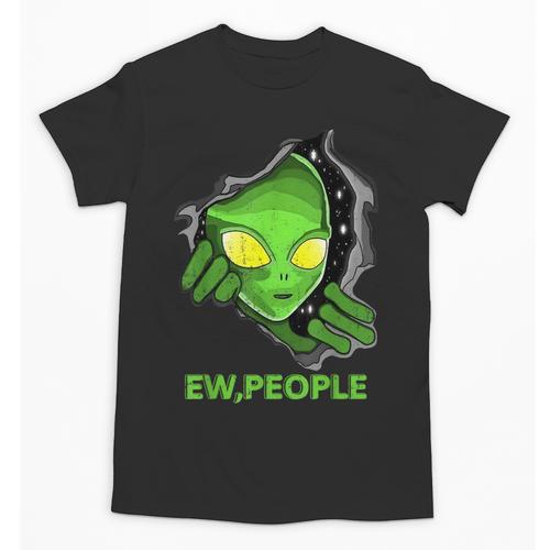 Alien Face Ew People UFO Introvert Meme Men Women Kids Unisex T-Shirt - Raresse