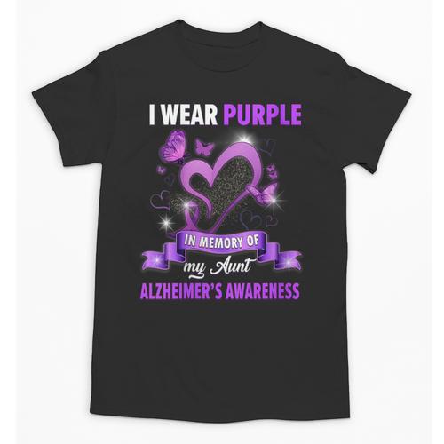 Alzheimer's Awareness I Wear Purple In Memory Of My Aunt Unisex T-Shirt - Easessy