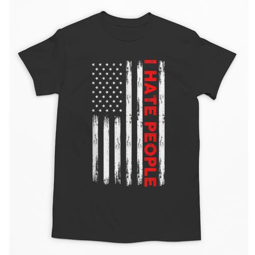 American Flag Loner Geeks Antisocial For Introvert Pride Unisex T-Shirt - Raresse