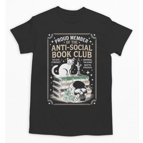 Anti-Social Book-Club Cat Graphic Unisex T-Shirt - Bookorys AU