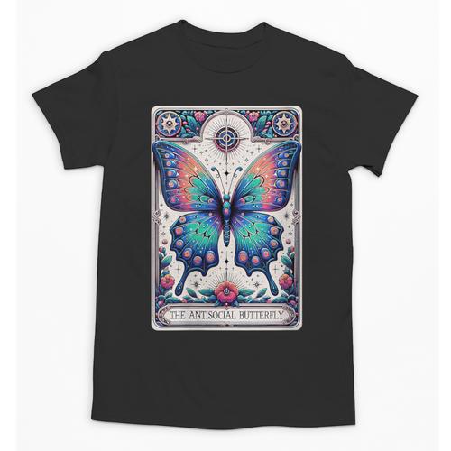 Antisocial Butterfly Introvert Distressed Unisex T-Shirt - Raresse