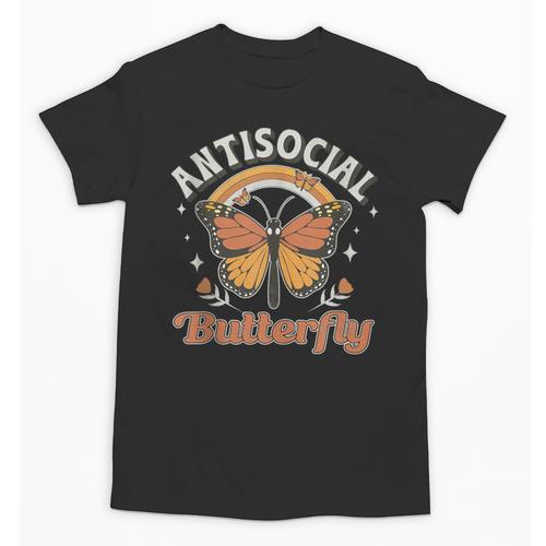 Antisocial Butterfly Tee For Introvert Men Women Girls Unisex T-Shirt - Raresse