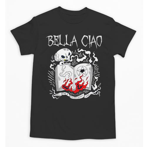 Bella Ciao Goodbye Beautiful Skull Book Of Dark Magic Occult Unisex T-Shirt - Bookorys