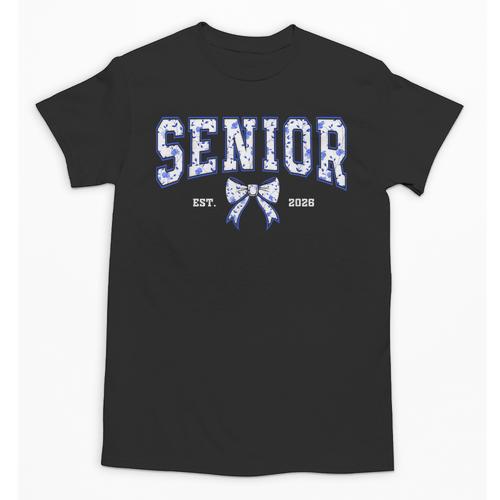 Blue Bow Coquette Floral Senior 2026 Graduation Class Unisex T-Shirt - Best Gift Smart