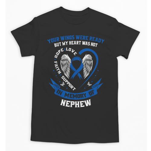 Blue Colon Cancer Awareness In Memory Of Nephew Colorectal Unisex T-Shirt - Easessy