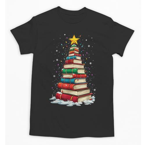Book Christmas Tree Book Lover Teacher Librarian Unisex T-Shirt - Bookorys DE