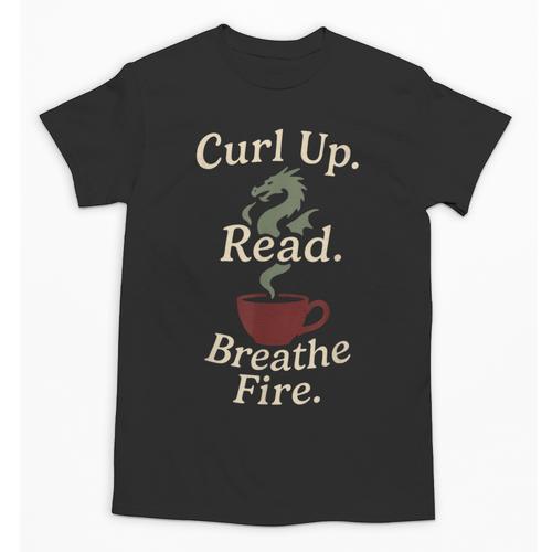 Book Dragon Fantasy Reader Cozy Reading Book Lover Dragon Unisex T-Shirt - Bookorys