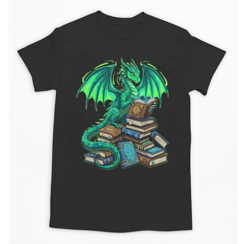 Book Dragon Reading Fantasy Unisex T-Shirt - Bookorys AU