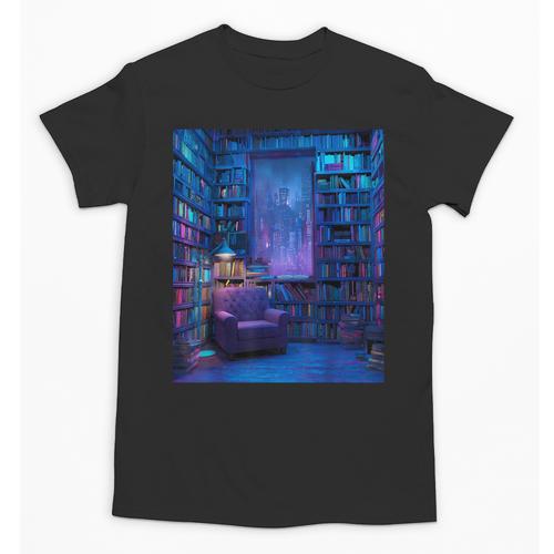 Book Library Bookshelf Armchair Window Pattern Print Unisex T-Shirt - Bookorys AU