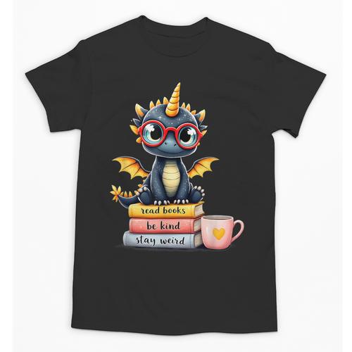 Book Lover Cute Baby Dragon Reading Unisex T-Shirt - Bookorys AU