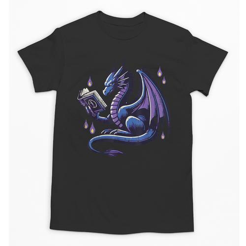 Book Lover Dragon Reading Cool Fantasy Women Girls Kids Men Unisex T-Shirt - Bookorys UK
