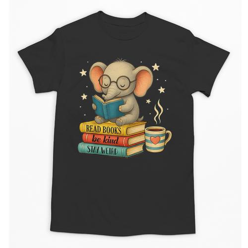 Book Lover Elephant Reading Books Library Read Books Be Kind Unisex T-Shirt - Bookorys