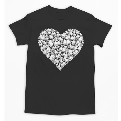 Book Lover Heart Shape Reading Librarian Library Teacher Unisex T-Shirt - Bookorys AU