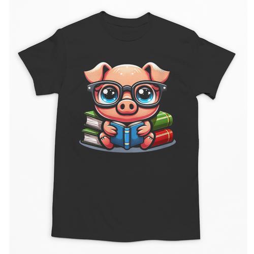 Book Lover Reading Pig Unisex T-Shirt - Bookorys UK