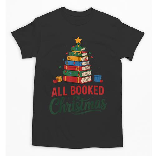 All Booked For Christmas Librarian Reader Xmas Pajama Unisex T-Shirt - Bookorys UK