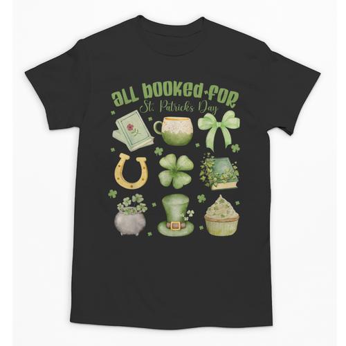 ALL Booked For St Patricks Day Bookish Leprechaun Bookworm Unisex T-Shirt - Bookorys CA