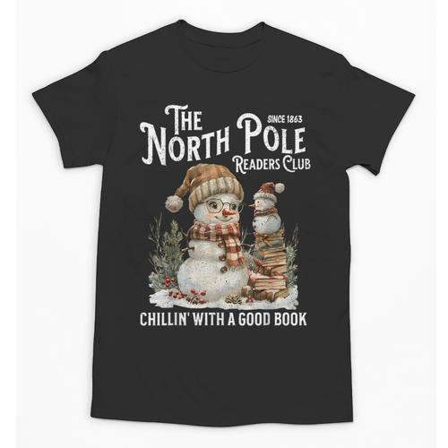 Bookish Christmas North Pole Book Club Snowman Book Worm Unisex T-Shirt - Bookorys DE