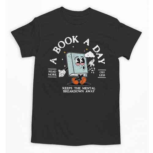 Bookish Mental Health Book A Day Retro Read More Book Unisex T-Shirt - Bookorys