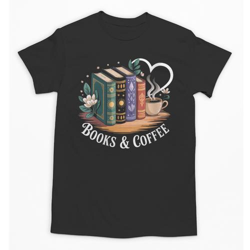 Books And Coffee Book Lover Bookish Green Book Theme Reading Unisex T-Shirt - Bookorys AU