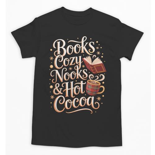 Books Cozy Nooks Hot Cocoa Winter Reading Warmth Comfort Unisex T-Shirt - Bookorys DE