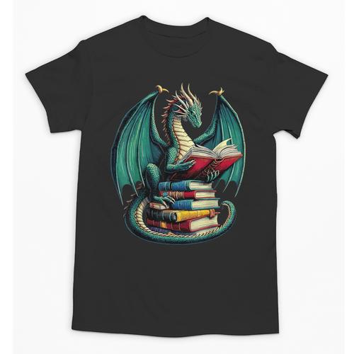 Books Dragon Reading Book Lover Unisex T-Shirt - Bookorys AU