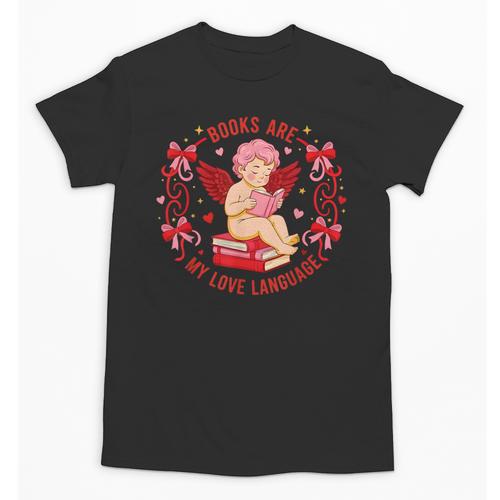 Books Are My Love Language Cupid Reading Book Valentines Day Unisex T-Shirt - Bookorys
